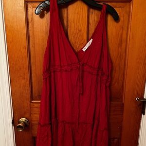 Lulus Deep V Mini Red Swiss Dot Dress XL